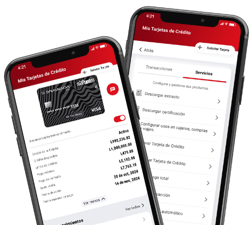 Dos celulares con pantallas del App Davivienda