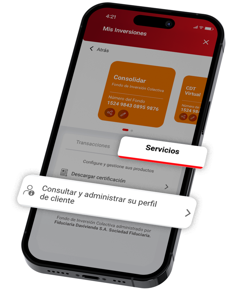 Seleccione «Programar retiro total o cancelación», diligencia los datos y elija la cuenta a la que enviará el dinero.