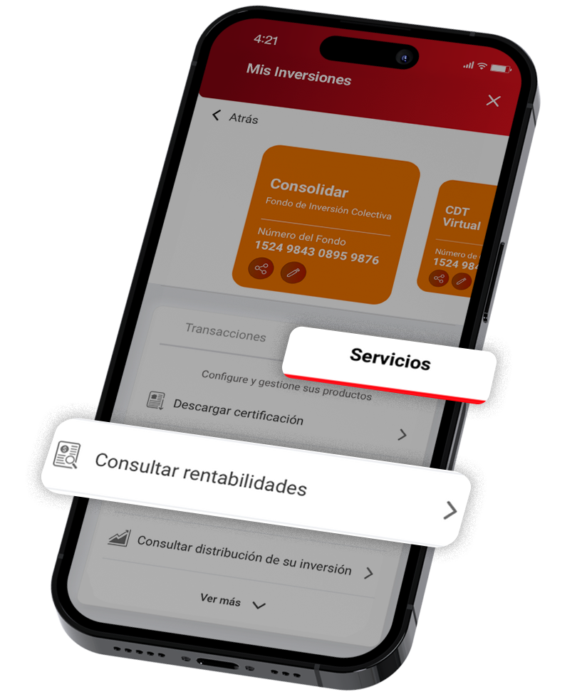 Seleccione «Programar retiro total o cancelación», diligencia los datos y elija la cuenta a la que enviará el dinero.