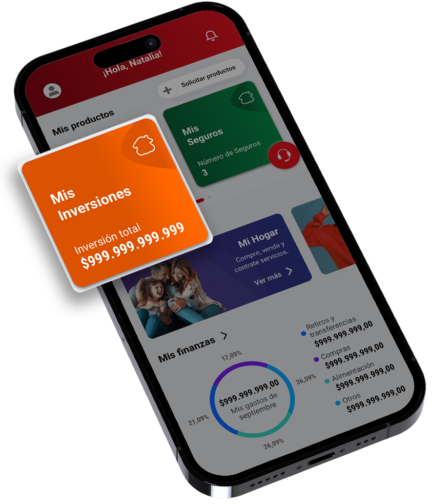 Ingrese a la App Davivienda y dé clic en «Inversiones».