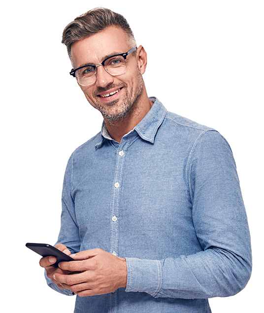 hombre sorprendido celular