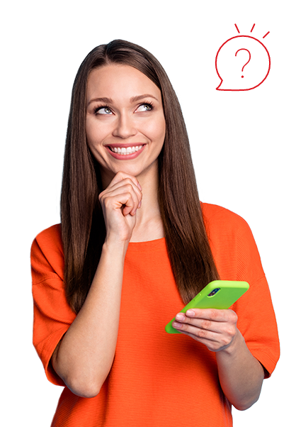 Mujer con celular - Preguntas Frecuentes