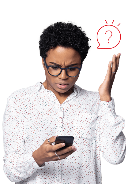 Mujer con celular - Preguntas Frecuentes
